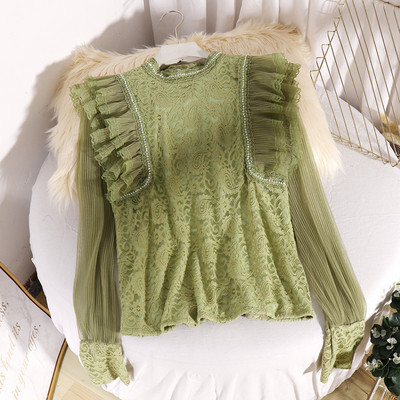 Modern női ing csipkével és kövekkel több színben