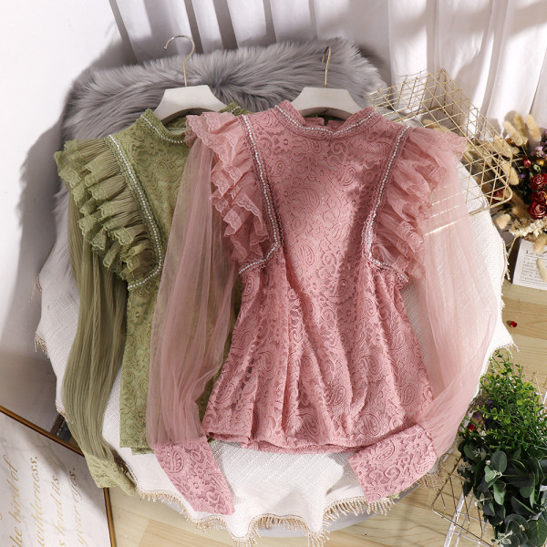 Modern női ing csipkével és kövekkel több színben