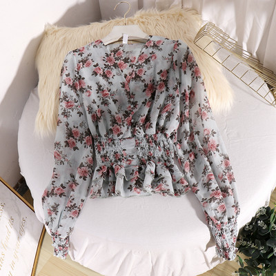 Női ing gumírozott derékkal és hosszú ujjú négy színben