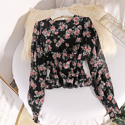 Női ing gumírozott derékkal és hosszú ujjú négy színben