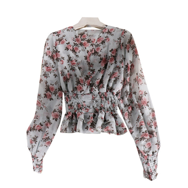 Női ing gumírozott derékkal és hosszú ujjú négy színben