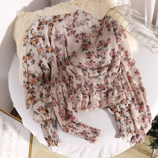 Női ing gumírozott derékkal és hosszú ujjú négy színben