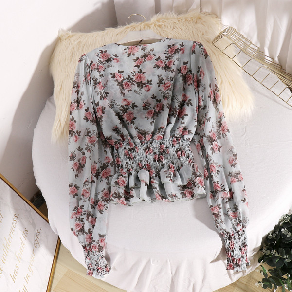 Női ing gumírozott derékkal és hosszú ujjú négy színben