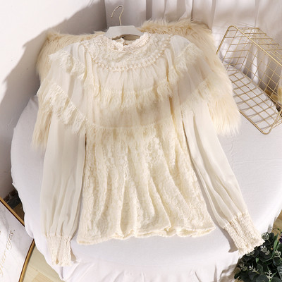 Modern női ing gyöngyökkel és csipkével, három színben