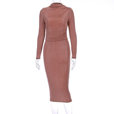 Rochie lunga de dama eleganta cu efect stralucitor in rosu, verde si roz