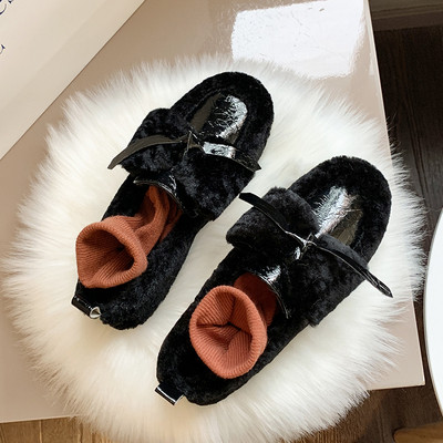 Női téli pehely alkalmi cipő lapos talppal, fekete, fehér és rózsaszín színben