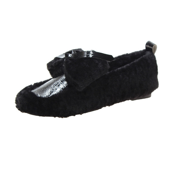 Női téli pehely alkalmi cipő lapos talppal, fekete, fehér és rózsaszín színben