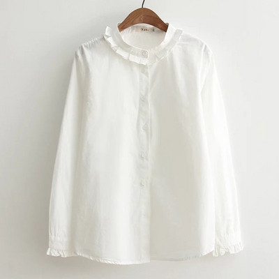 Új modell női ing alacsony gallérral és gombokkal fehér, rózsaszín és kék színben