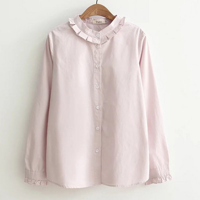 Új modell női ing alacsony gallérral és gombokkal fehér, rózsaszín és kék színben