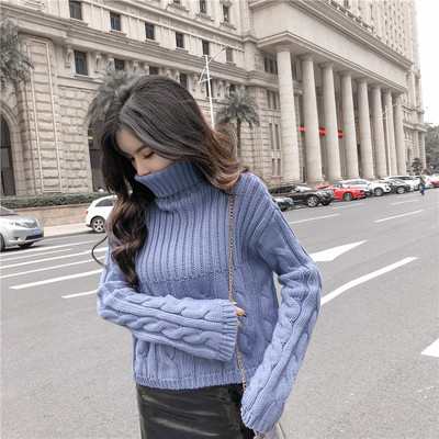 Pulover dama casual model larg cu guler inalt