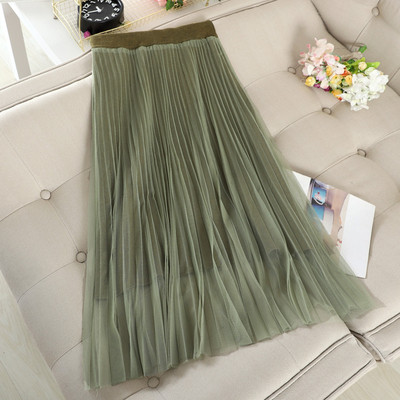 Hosszú női redőzött szoknya, magas derékkal