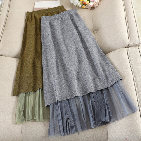 Hosszú női redőzött szoknya, magas derékkal