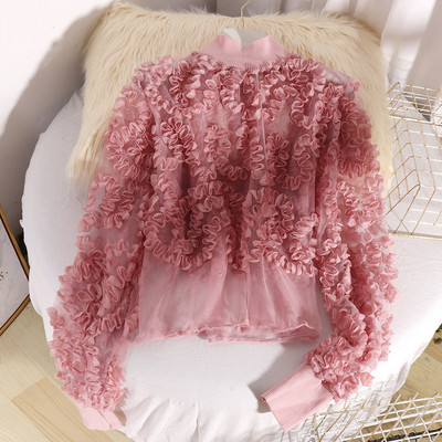 Modern női blúz ovális nyakkivágással és hosszú ujjú öt színben