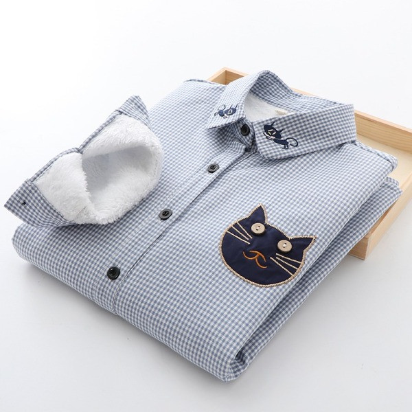 Női kockás ing gombokkal és klasszikus gallérral kék és piros színben