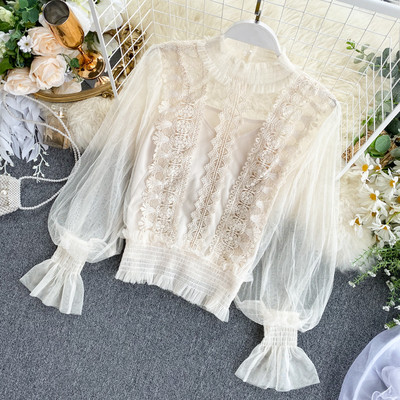 Modern női ing pecsét ujjal és csipkével több színben