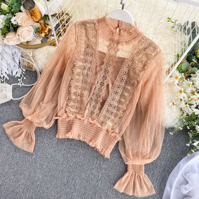 Modern női ing pecsét ujjal és csipkével több színben