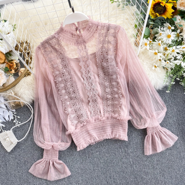 Modern női ing pecsét ujjal és csipkével több színben