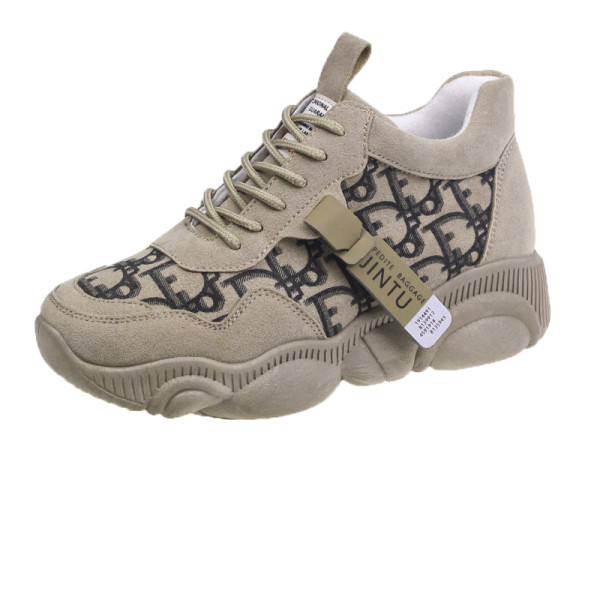 Μοντέρνα γυναικεία αθλητικά παπούτσια με κεντήματα και κορδόνια σε καφέ και μαύρο χρώμα