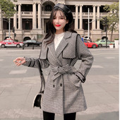 Női kockás kabát övvel két színben