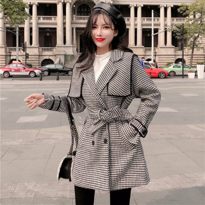 Női kockás kabát övvel két színben