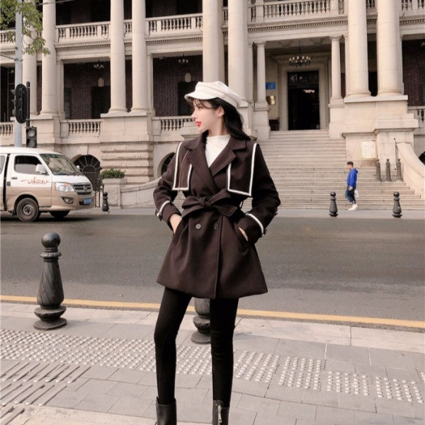 Női kockás kabát övvel két színben