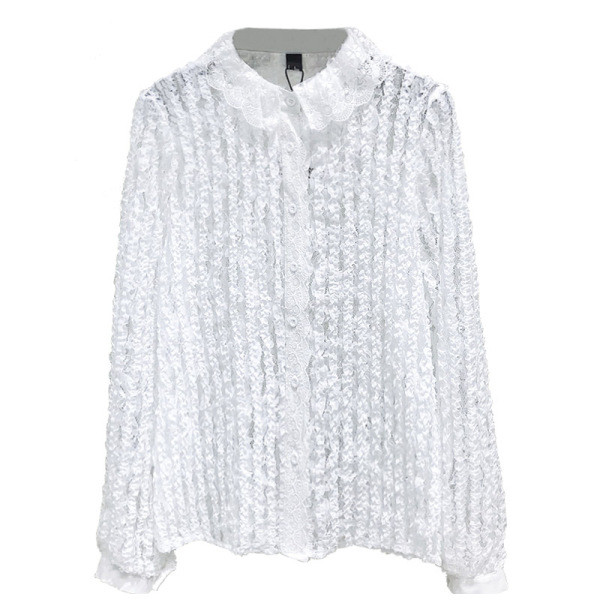 Női csipke ing klasszikus gallérral és fehér gombokkal