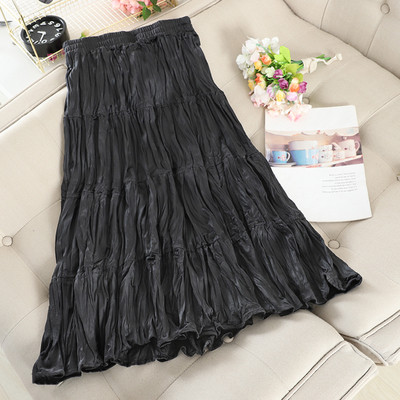 Μακρυά γυναικεία πλισέ φούστα από βελόυδο με ψηλή μέση