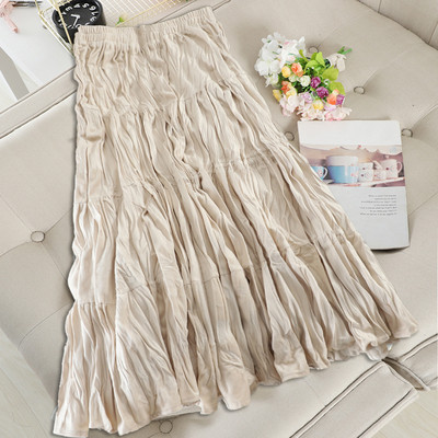 Μακρυά γυναικεία πλισέ φούστα από βελόυδο με ψηλή μέση