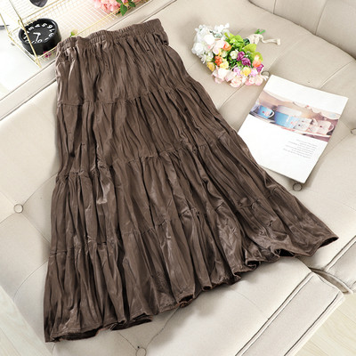 Μακρυά γυναικεία πλισέ φούστα από βελόυδο με ψηλή μέση