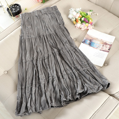 Μακρυά γυναικεία πλισέ φούστα από βελόυδο με ψηλή μέση