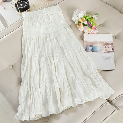 Μακρυά γυναικεία πλισέ φούστα από βελόυδο με ψηλή μέση