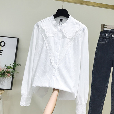 Új modell női ing alacsony gallérral és gombokkal - fehér színű