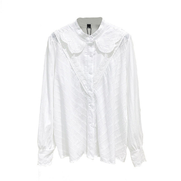 Új modell női ing alacsony gallérral és gombokkal - fehér színű