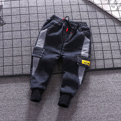 Παιδικά τζιν για αγόρια μπλε και μαύρο χρώμα με κορδόνια και τσέπες