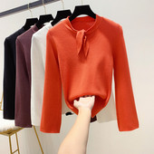 Modern női pulóver kerek nyakkivágással, négy színben