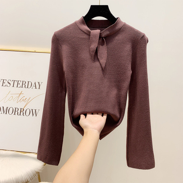 Modern női pulóver kerek nyakkivágással, négy színben