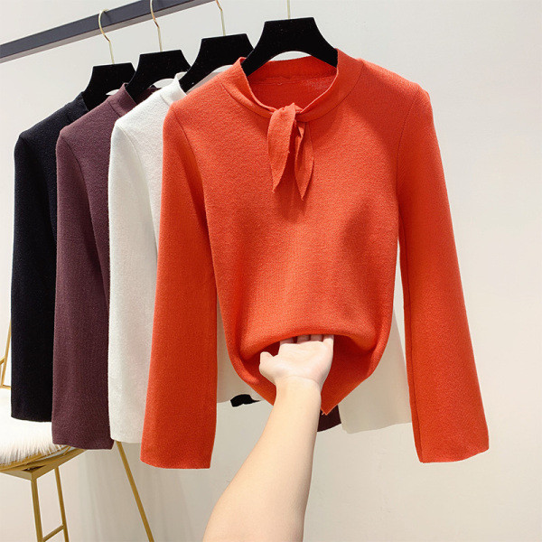 Modern női pulóver kerek nyakkivágással, négy színben