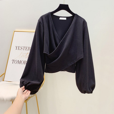 Modern női alkalmi pulóver széles ujjú szürke, bézs és fekete színben