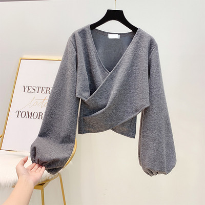 Modern női alkalmi pulóver széles ujjú szürke, bézs és fekete színben