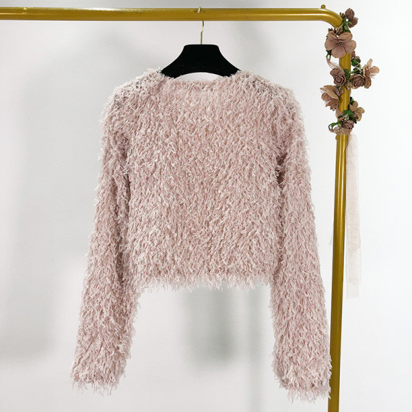 Γυναικεία κοντύ μπλούζα με κρόσσια σε ροζ και μπλε χρώμα