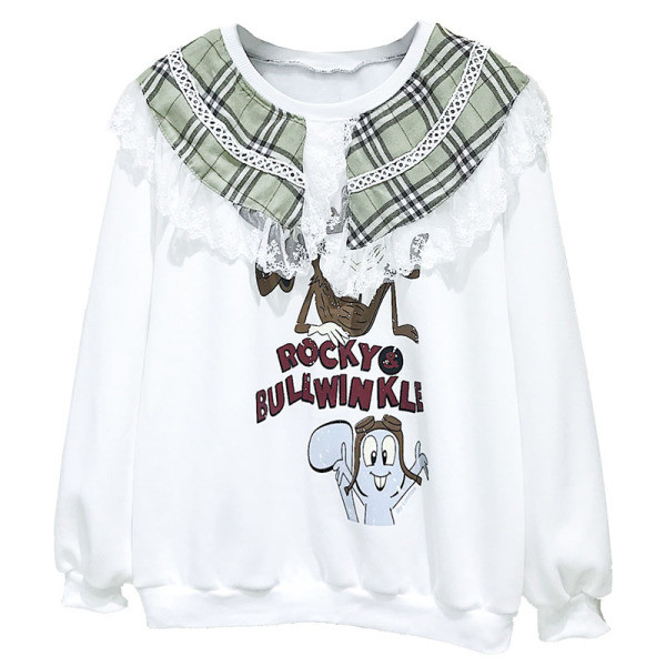 Γυναικεία μπλούζα με στρογγυλη λαιμόκοψη και καρό γιακά σε λευκό και μπεζ χρώμα