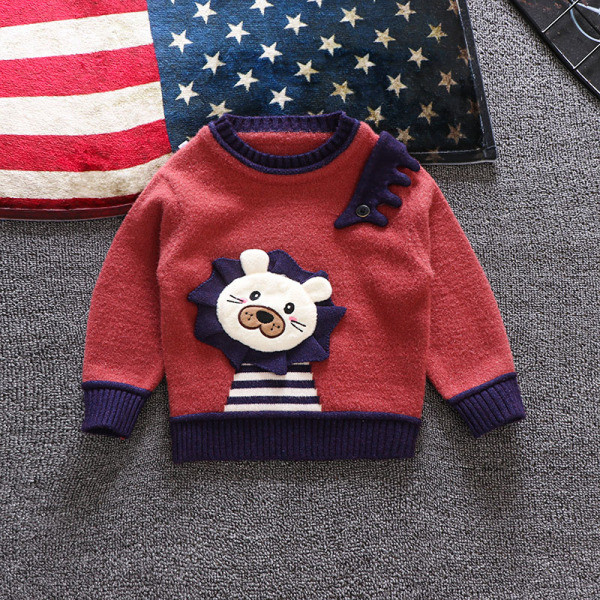 Παιδικό πουλόβερ για αγόρια σε δύο χρώματα με ωοειδές ντεκολτέ και στοιχείο 3D