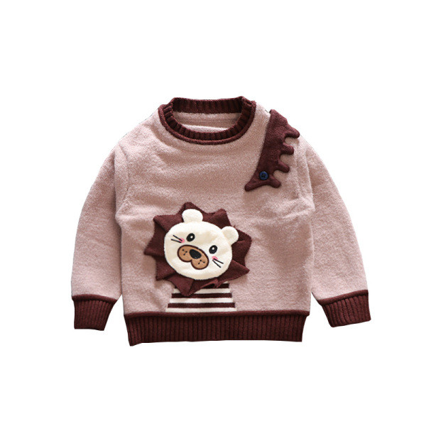 Παιδικό πουλόβερ για αγόρια σε δύο χρώματα με ωοειδές ντεκολτέ και στοιχείο 3D