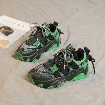 ÚJ női tornacipő modell fűzővel és durva talppal, zöld, narancs és lila színben