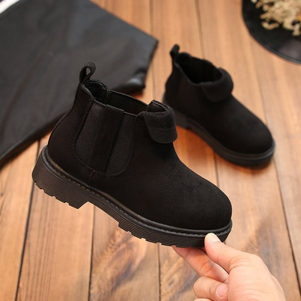 Παιδικές χειμωνιάτικες μπότες σε οικολογικό σουέτ για κορίτσια σε ροζ, μαύρο και γκρι χρώμα