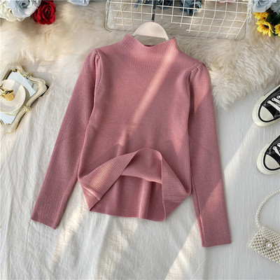 Μοντέρνο γυναικείο πουλόβερ με μεγάλο κολάρο και μακριά μανίκια σε τέσσερα χρώματα