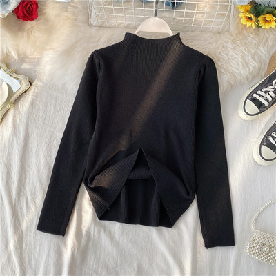 Μοντέρνο γυναικείο πουλόβερ με μεγάλο κολάρο και μακριά μανίκια σε τέσσερα χρώματα