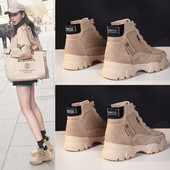 Öko velúrból készült durva talpú női őszi-téli csizma