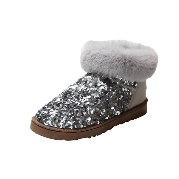 Modern női csizma pehellyel és flitterekkel, négy színben