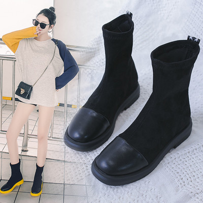 Γυναικείες μπότες φθινοπωρινές-χειμωνιάτικες με χρωματιστή σόλα από οικολογικό δέρμα